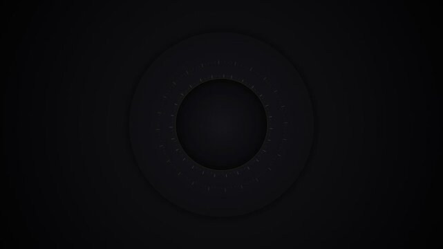 Minimalist dark circle design with subtle clock face markers on black