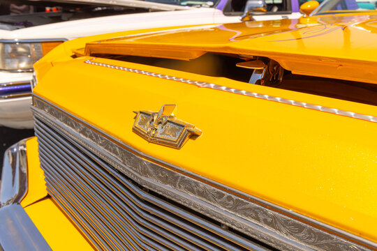 Custom Yellow Impala Grille at 23rd Annual Cruise For the Cause Otay Ranch Town Center Chula Vista California August 3 2025 