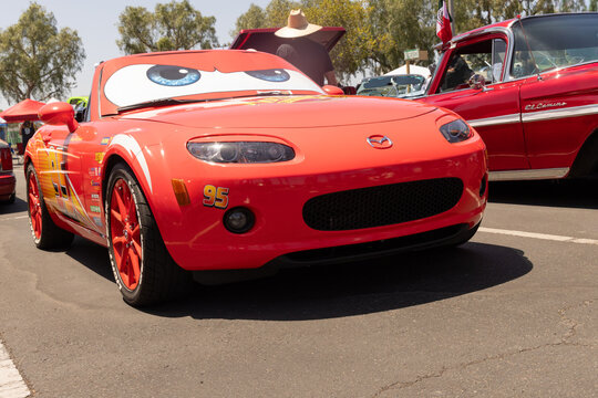 Mazda Miata Lightning McQueen 23rd Annual Cruise For the Cause Otay Ranch Town Center Chula Vista California August 3 2025 