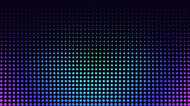 Abstract digital pattern with vibrant grid of glowing neon colored dots