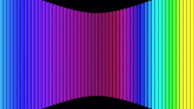 Abstract rainbow spectrum of vertical lines arranged in a concave pattern