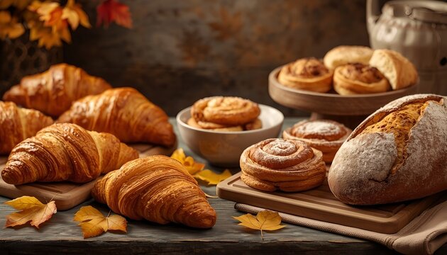 Fresh Autumn Bakery Display with Pastries