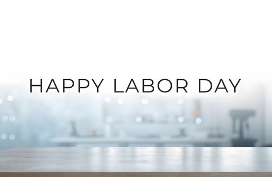 Labor day festive desk table space scene.