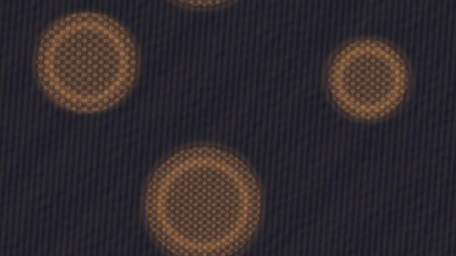 Copper orange stencil overprint circles with tactile halftone texture