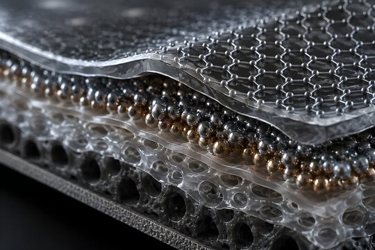 Nanocomposite Material with Layered Metallic and Polymer Microscopic Structures for Advanced Materials Science Engineering Concept
