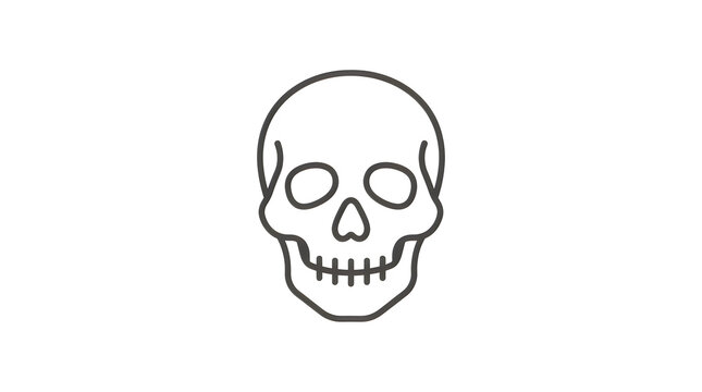 Simple human skull outline icon representing death and danger for medical and creative design projects in a clean minimalist line art graphic style