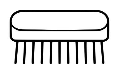 Minimalist vector icon of a nail brush for manicure and pedicure care. This hand-drawn illustration features a clean outline of a scrubbing tool used for hygiene and beauty routines in a spa or home. © Rabbani soikat