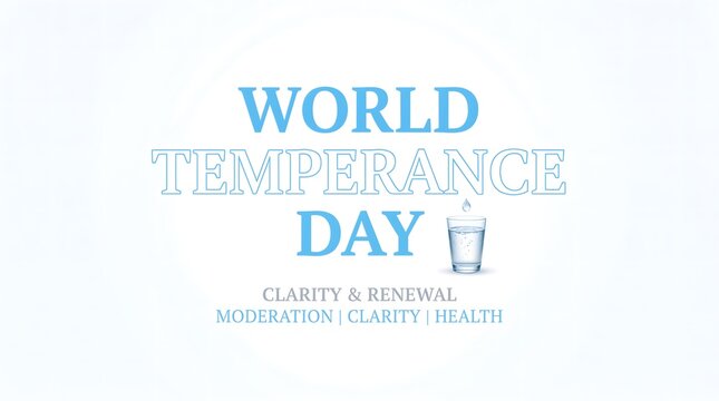 Water glass concept art with blue text lettering for world temperance day event posters.