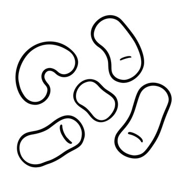 Minimalist hand-drawn vector icon illustration of packing peanuts or foam loose-fill material used for shipping and protecting fragile items in boxes, featuring simple black outlines on a white base.