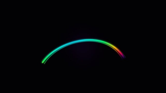 A glowing rainbow arc featuring a gradient stroke on a solid black background