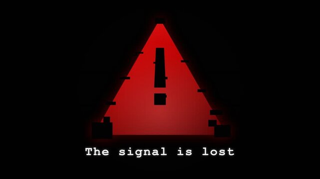 Digital Glitch Warning Icon Featuring a Red Triangle with an Exclamation Mark Representing a Lost Connection