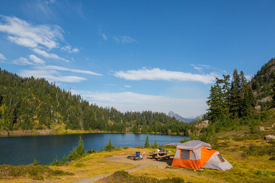 Tent in mountains