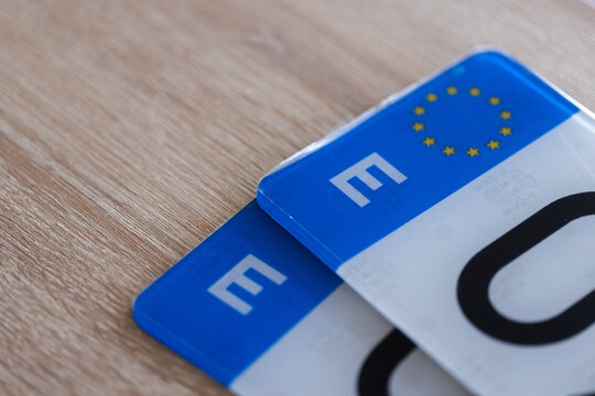  EU License Plate Number Close Up.