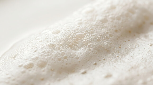 Close-up macro view of creamy white foam bubbles, textured surface