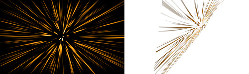 Fototapeta premium Abstract Golden light speed effect isolated on transparent background