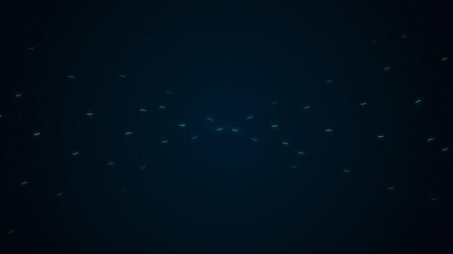 Minimalist digital background with glowing teal dashes on a dark canvas