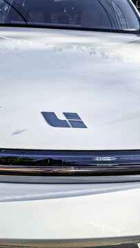 Front view of a Li Auto electric SUV with the Li Auto logo on the hood in Barnaul, a modern Chinese crossover, Altai Region, Siberia, Russia 25.05.2025