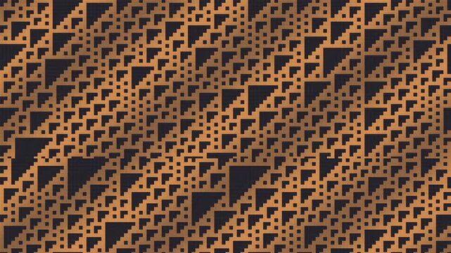 Copper orange cellular automaton field with flowing computational patterns