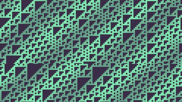 Mint green cellular automaton field with flowing computational patterns