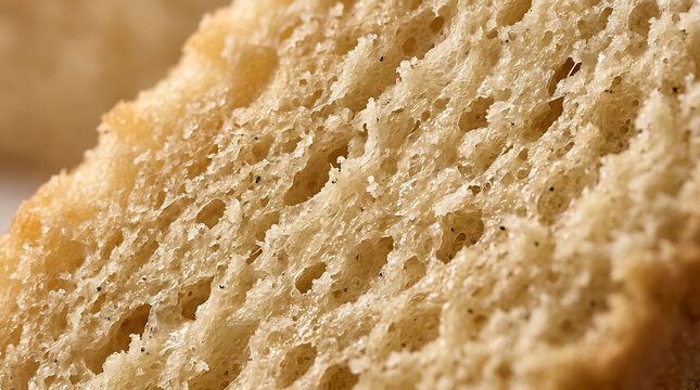 Close-up texture of fluffy homemade bread crumb
