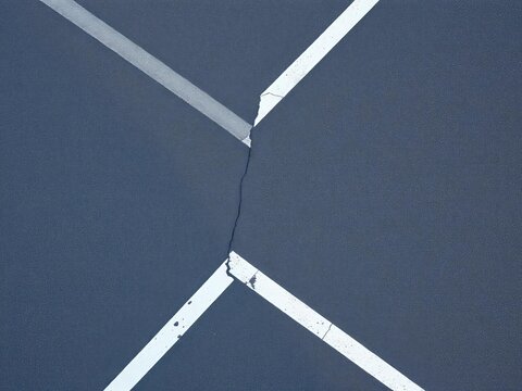 Stark asphalt canvas fractured by stark white geometric lines, a minimalist visual symphony,  clean,  symmetry