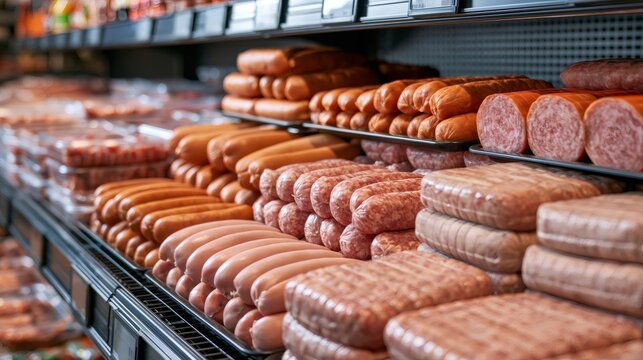 Displaying a wide variety of sausages and deli meats