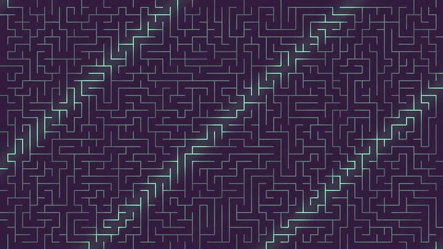 Mint green labyrinth lines with a moving strategic light chase