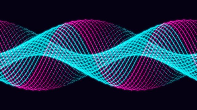 Abstract digital wave pattern featuring vibrant purple and cyan light lines