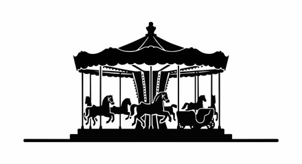 black carousel merry-go-round silhouette illustration © Wiji