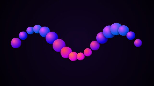 A smooth sinusoidal wave pattern formed by vibrant gradient spheres