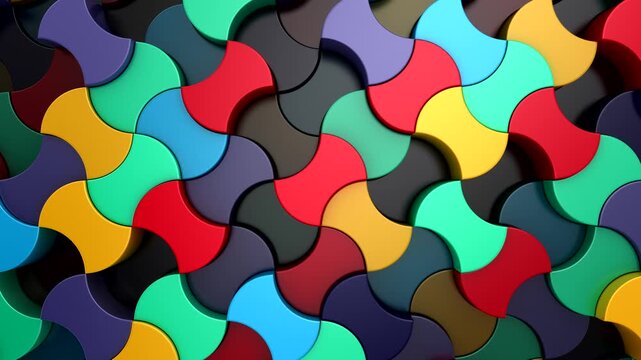 Background of Geometric Shapes. Abstract motion, loop, 3d rendering, 4k resolution
