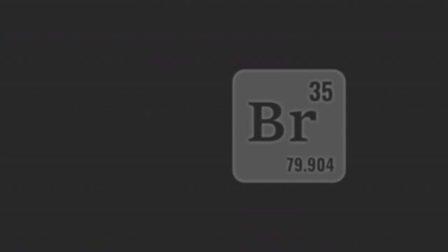 Halogen Chemical Elements Flying in 3D with Alpha Channel