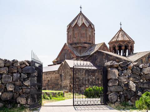 gate and fence of Hovhannavank Monastery in summer