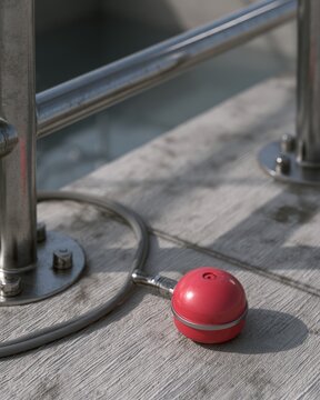 Red Float Switch Cable on Concrete Floor in Wastewater Pump Station