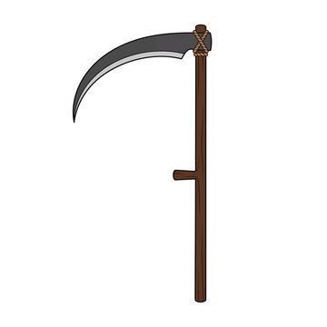 Grim reaper scythe vector illustration isolated on white for Halloween design