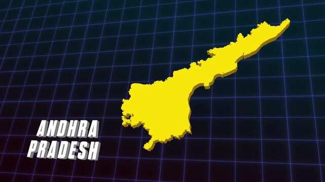 3D Animation Andhra Pradesh Amaravati State Documentary Infographic Style Futuristic Map 4K Animation