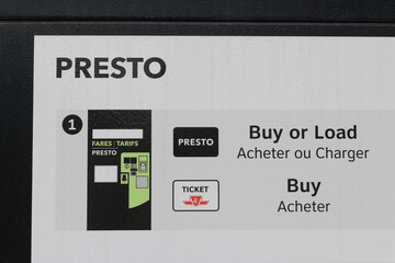 Naklejka premium Metrolinx Presto instructional display, Eglinton Line 5, in Toronto