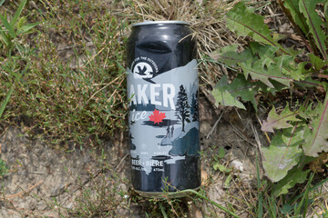 Naklejka premium discarded can of Laker Ice, an Ontario value beer, by Waterloo Brewing, Toronto