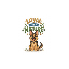 Fototapeta premium Cute German Shepherd Puppy Sitting with Nature Leaves and 