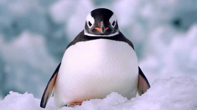 Close-up of a Little Penguin Standing in Snow