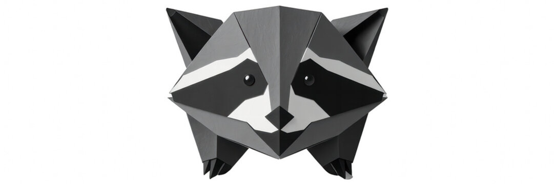 Low poly geometric raccoon head illustration