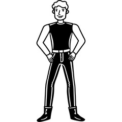 Fototapeta premium Peaple and Leather Pant line art vector