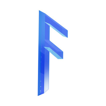 Ansuz runic letter 3D render blue glass glossy icon symbol for esoteric magic mystery illustration graphic web element isolated.