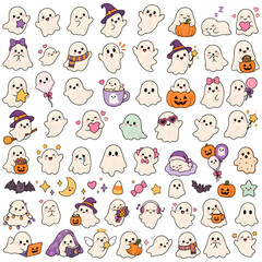 Obraz premium Cute Ghost Doodle Icons