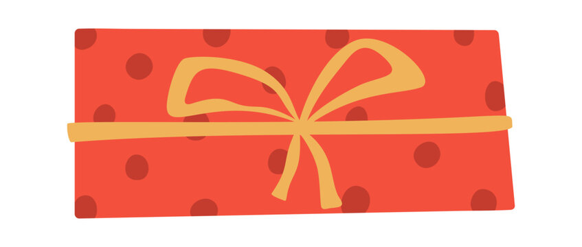 Gift Box Tied With Ribbon Cartoon