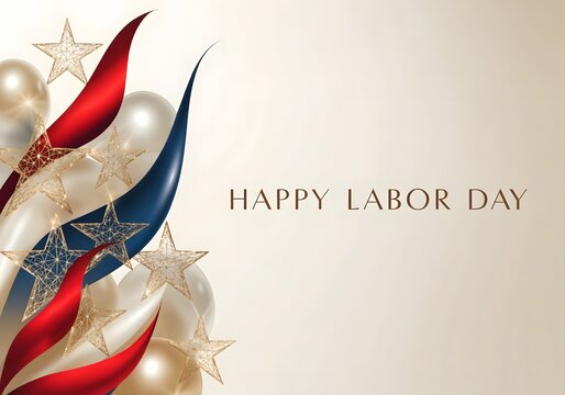 Labor day golden stars festive background.