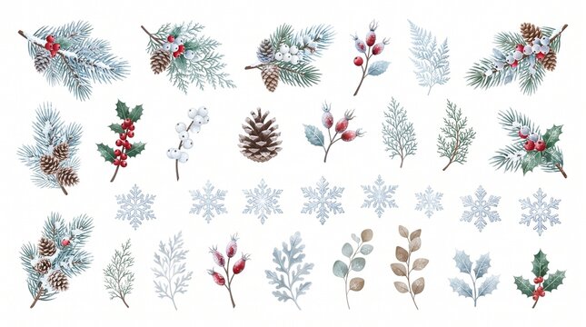 christmas tree branches with snowflakes