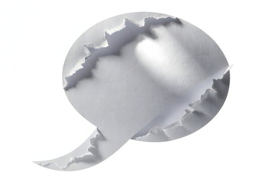 Ripped white paper speech bubble isolated.