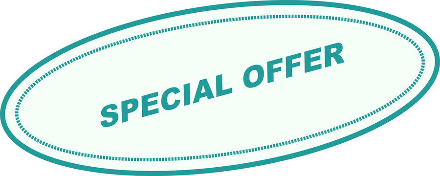 Teal oval label with special offer text isolated isolated on transparent background