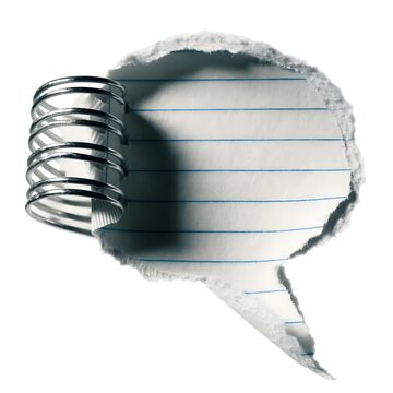 Notebook speech bubble torn paper spiral binder.